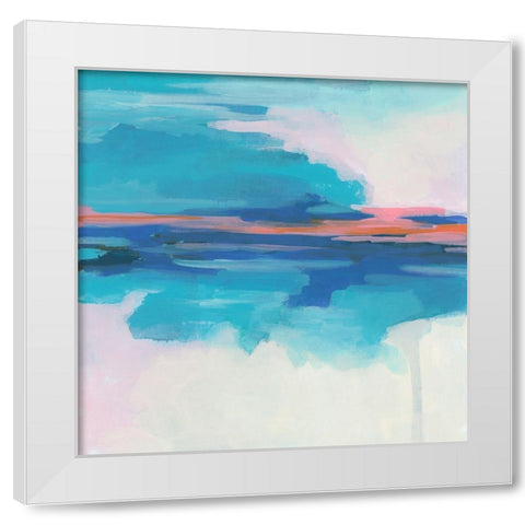 Cyan Sunset II White Modern Wood Framed Art Print by Vess, June Erica