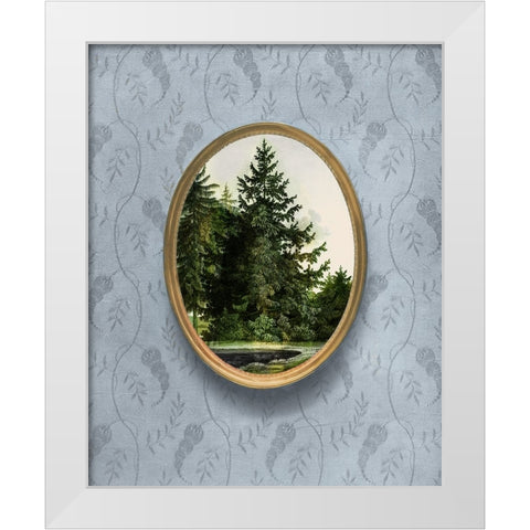 Woodland Fir Cameo I White Modern Wood Framed Art Print by Vision Studio