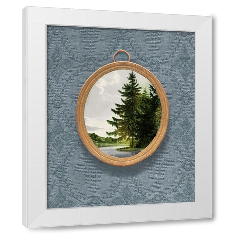 Woodland Fir Cameo II White Modern Wood Framed Art Print by Vision Studio