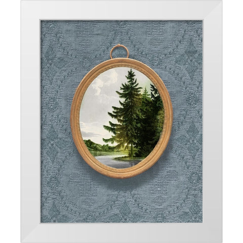 Woodland Fir Cameo II White Modern Wood Framed Art Print by Vision Studio