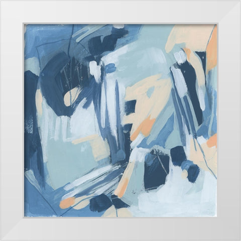 Blue Elipses I White Modern Wood Framed Art Print by Vess, June Erica