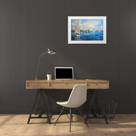 Sailing on Sunday White Modern Wood Framed Art Print by Stevens, Allayn