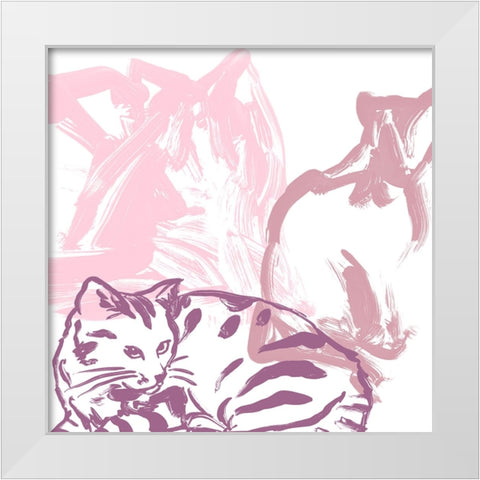 Paint Box Cats I White Modern Wood Framed Art Print by Vess, June Erica