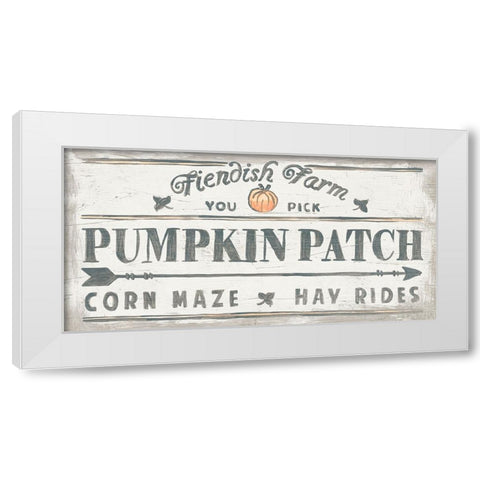 Pumpkin Picking Signs II White Modern Wood Framed Art Print by Vess, June Erica