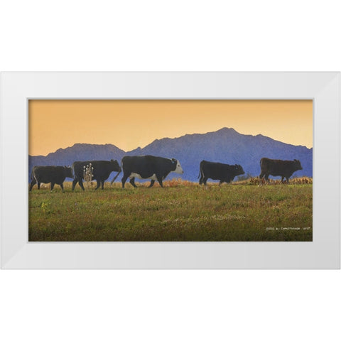 Five Cows in a Row White Modern Wood Framed Art Print by Vest, Chris