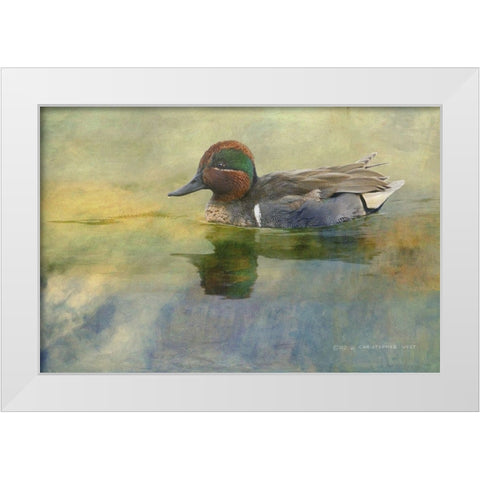 Green Teal Drake White Modern Wood Framed Art Print by Vest, Chris