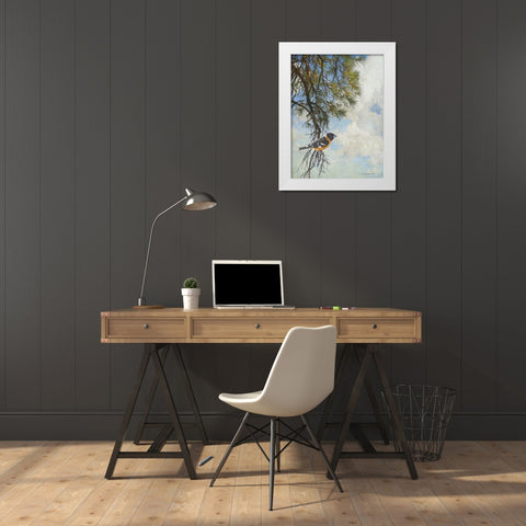 Ponderosa Black-Headed Grosbeak White Modern Wood Framed Art Print by Vest, Chris