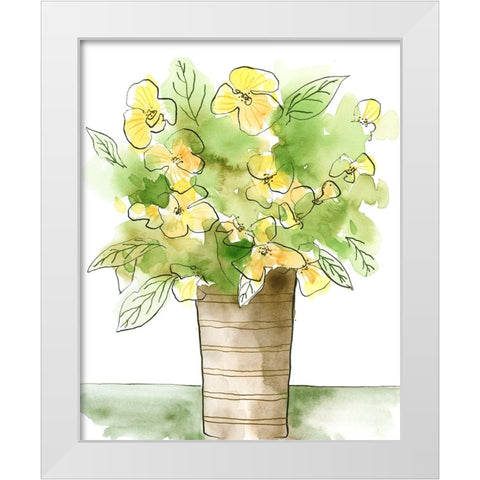 Yellow Bouquet I White Modern Wood Framed Art Print by Moore, Regina