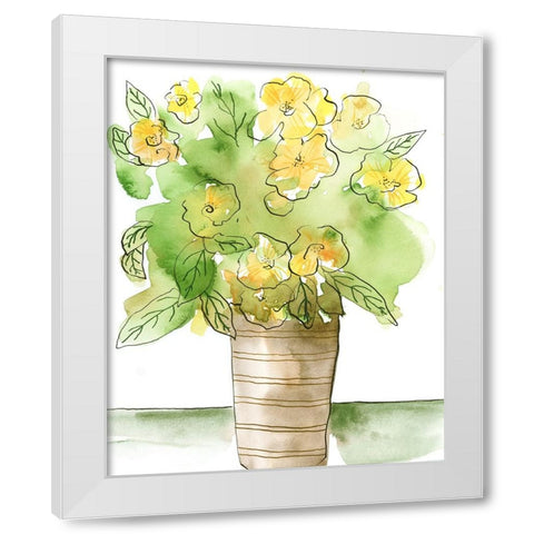 Yellow Bouquet II White Modern Wood Framed Art Print by Moore, Regina
