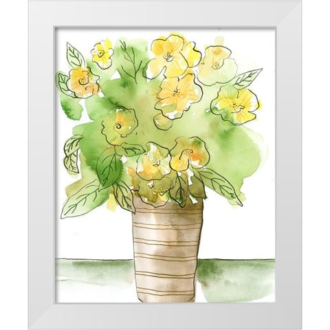 Yellow Bouquet II White Modern Wood Framed Art Print by Moore, Regina