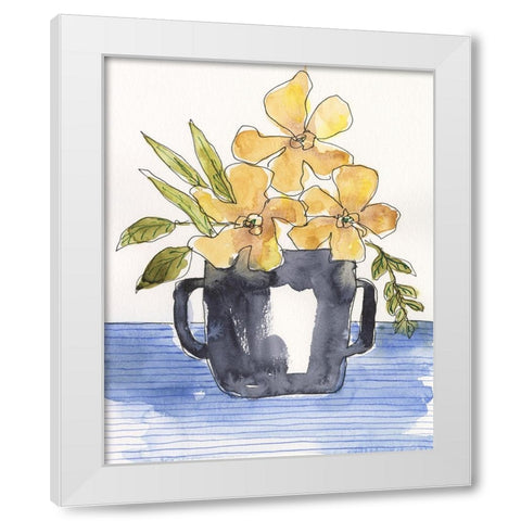 Ochre Blooms II White Modern Wood Framed Art Print by Moore, Regina