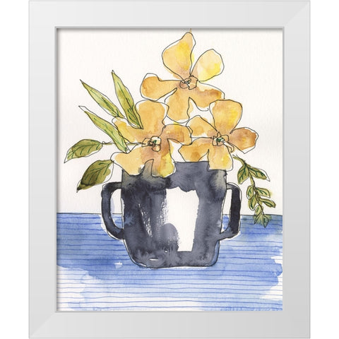 Ochre Blooms II White Modern Wood Framed Art Print by Moore, Regina