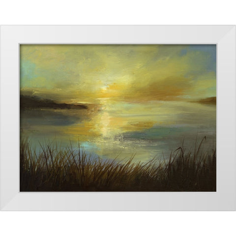 Dawn On The Lake White Modern Wood Framed Art Print by Finch, Sheila