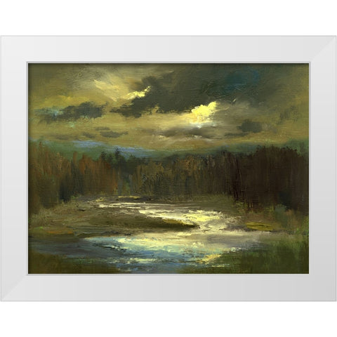 Dusk On The River White Modern Wood Framed Art Print by Finch, Sheila