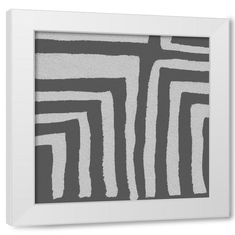 Square Decorative Batik  III White Modern Wood Framed Art Print by Saunders, Alonzo
