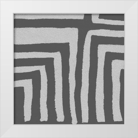 Square Decorative Batik  III White Modern Wood Framed Art Print by Saunders, Alonzo