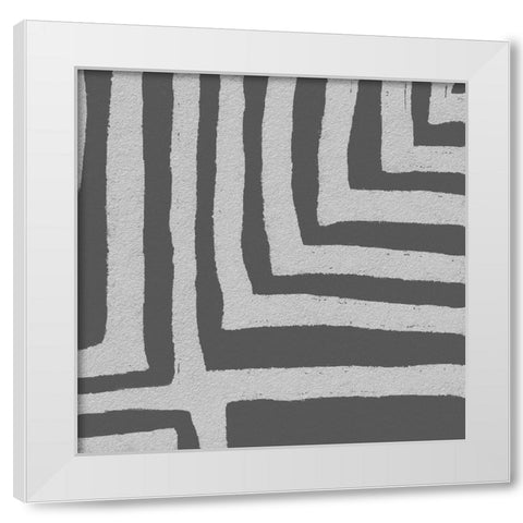 Square Decorative Batik  IV White Modern Wood Framed Art Print by Saunders, Alonzo