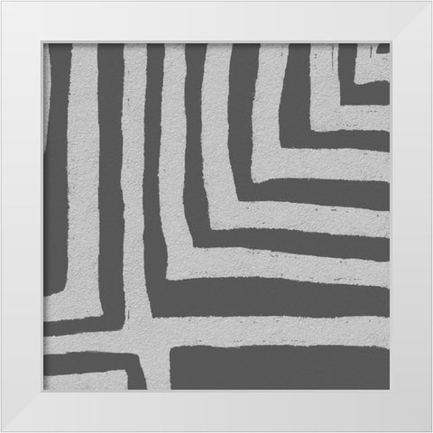 Square Decorative Batik  IV White Modern Wood Framed Art Print by Saunders, Alonzo