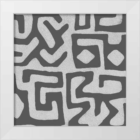 Square Decorative Batik  VI White Modern Wood Framed Art Print by Saunders, Alonzo