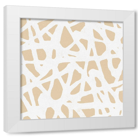Square Modern Batik  V White Modern Wood Framed Art Print by Saunders, Alonzo