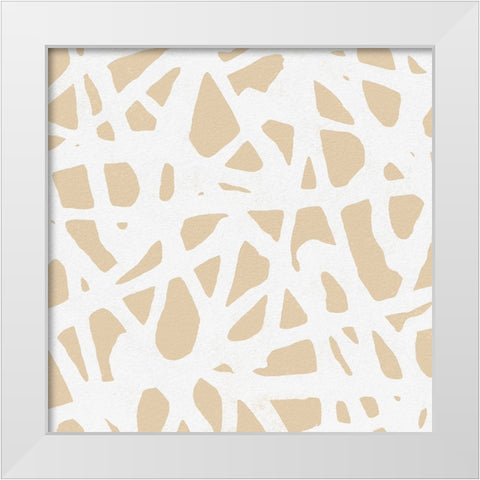 Square Modern Batik  V White Modern Wood Framed Art Print by Saunders, Alonzo