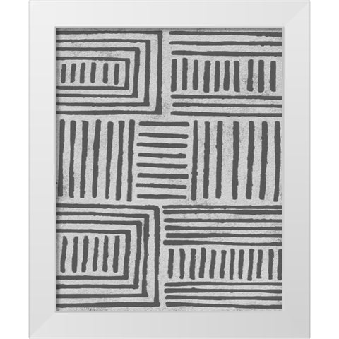 Vertical  Decorative Batik  I White Modern Wood Framed Art Print by Saunders, Alonzo
