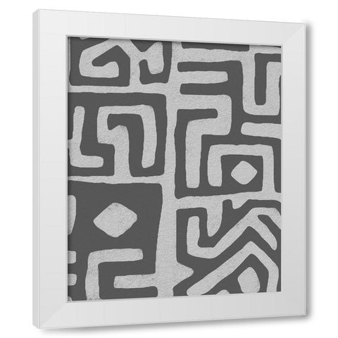 Vertical  Decorative Batik  III White Modern Wood Framed Art Print by Saunders, Alonzo