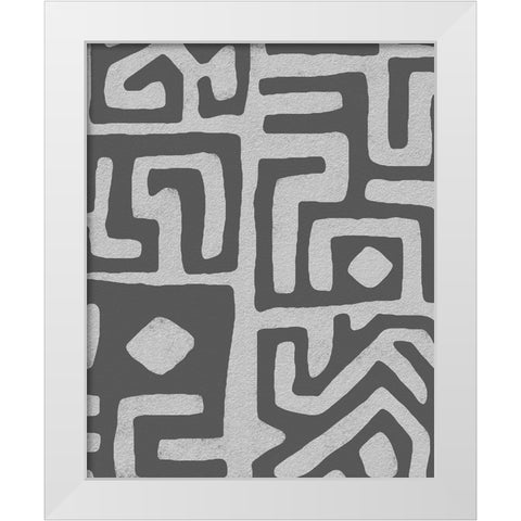 Vertical  Decorative Batik  III White Modern Wood Framed Art Print by Saunders, Alonzo