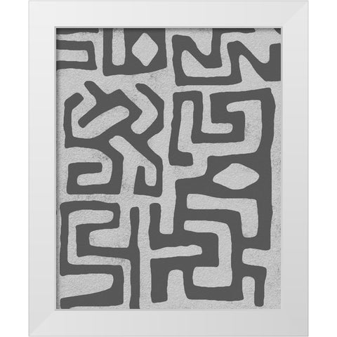 Vertical  Decorative Batik  IV White Modern Wood Framed Art Print by Saunders, Alonzo