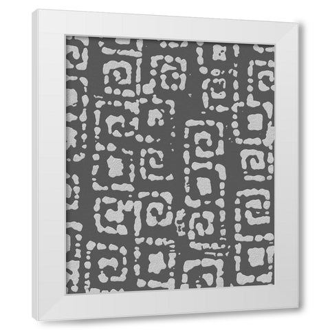 Vertical  Decorative Batik  V White Modern Wood Framed Art Print by Saunders, Alonzo