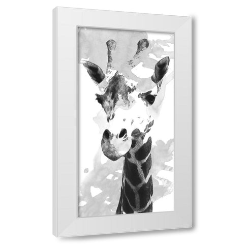 Giraffe study  I White Modern Wood Framed Art Print by Saunders, Alonzo