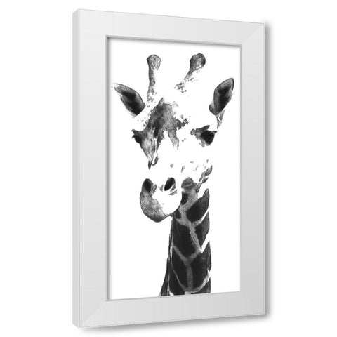 Giraffe study  III White Modern Wood Framed Art Print by Saunders, Alonzo