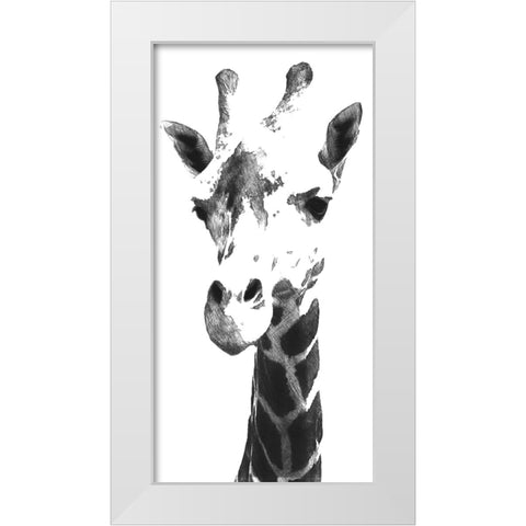 Giraffe study  III White Modern Wood Framed Art Print by Saunders, Alonzo