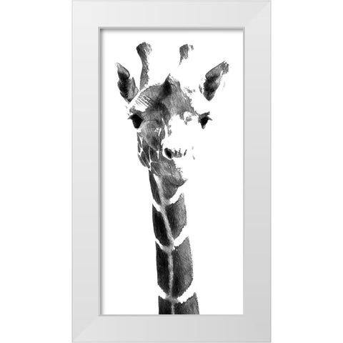 Giraffe study  IV White Modern Wood Framed Art Print by Saunders, Alonzo