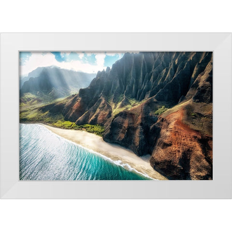 Na Pali Light I White Modern Wood Framed Art Print by Head, Danny