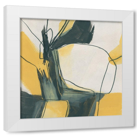 Gold Stroke I White Modern Wood Framed Art Print by Vess, June Erica