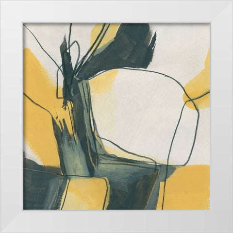 Gold Stroke I White Modern Wood Framed Art Print by Vess, June Erica