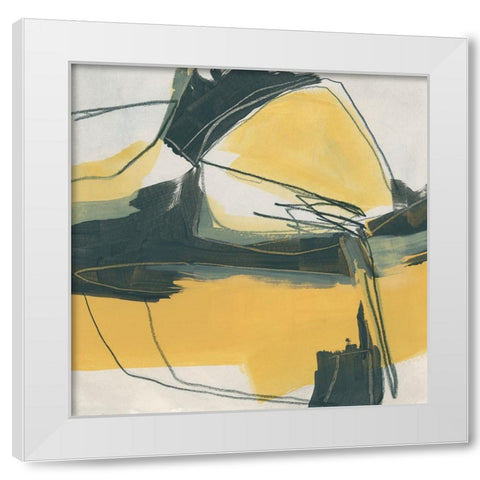 Gold Stroke II White Modern Wood Framed Art Print by Vess, June Erica