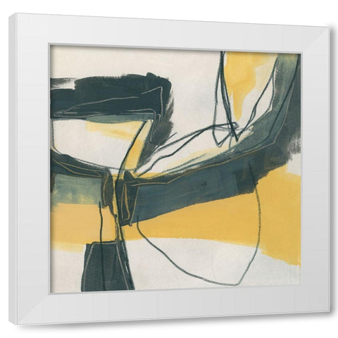 Gold Stroke III White Modern Wood Framed Art Print by Vess, June Erica