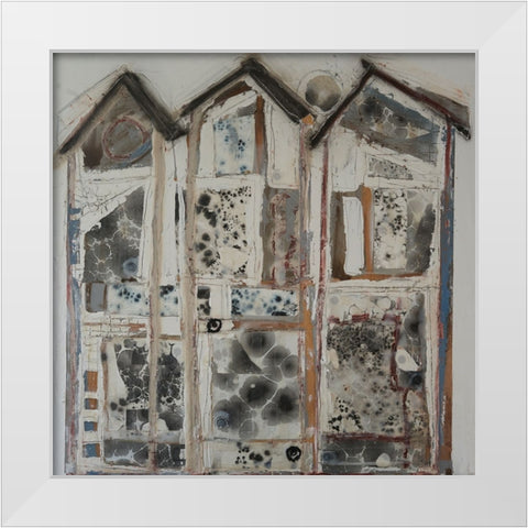 Bee Houses II White Modern Wood Framed Art Print by Ferrell, Erin McGee