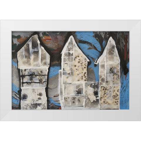 Bee Houses III White Modern Wood Framed Art Print by Ferrell, Erin McGee