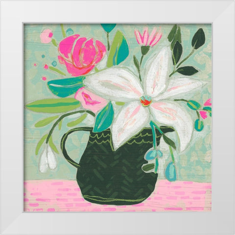 Cottage Petals II White Modern Wood Framed Art Print by Vess, June Erica