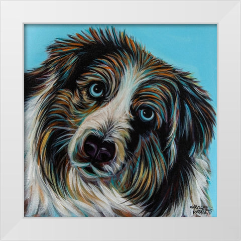 Blue Eyed Dog White Modern Wood Framed Art Print by Vitaletti, Carolee