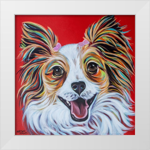 Happy Papillon White Modern Wood Framed Art Print by Vitaletti, Carolee