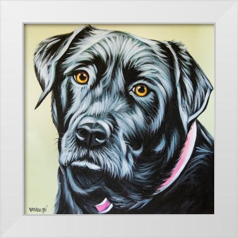 Realistic Black Lab White Modern Wood Framed Art Print by Vitaletti, Carolee