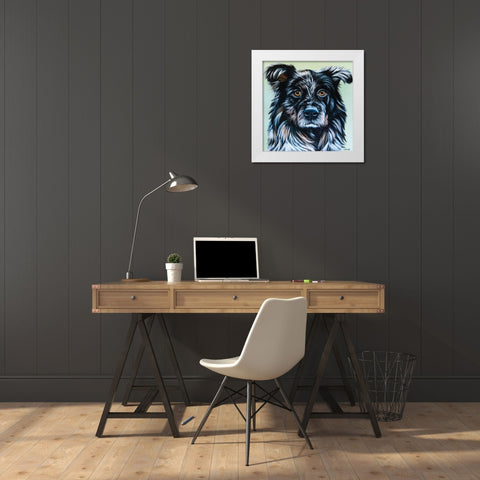 Realistic Australian Shepard White Modern Wood Framed Art Print by Vitaletti, Carolee