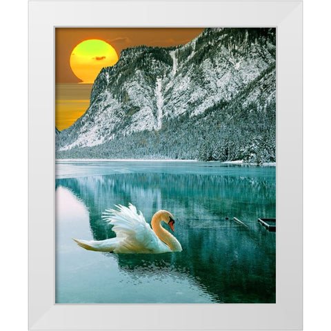 Swan at Dawn II White Modern Wood Framed Art Print by Wang, Melissa