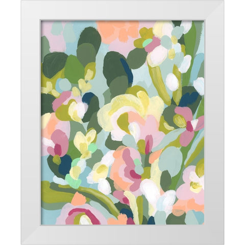 Dew Drop Flowers II White Modern Wood Framed Art Print by Vess, June Erica