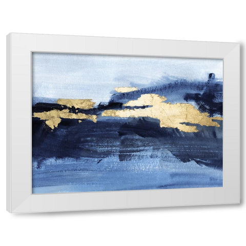 Gilded Indigo Sea II White Modern Wood Framed Art Print by Barnes, Victoria