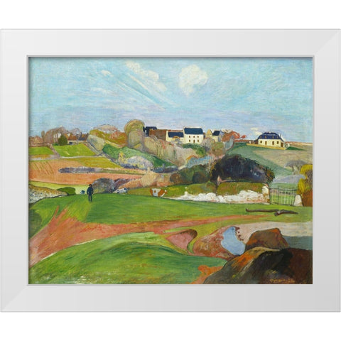 Landscape at Le Pouldu White Modern Wood Framed Art Print by Gauguin, Paul
